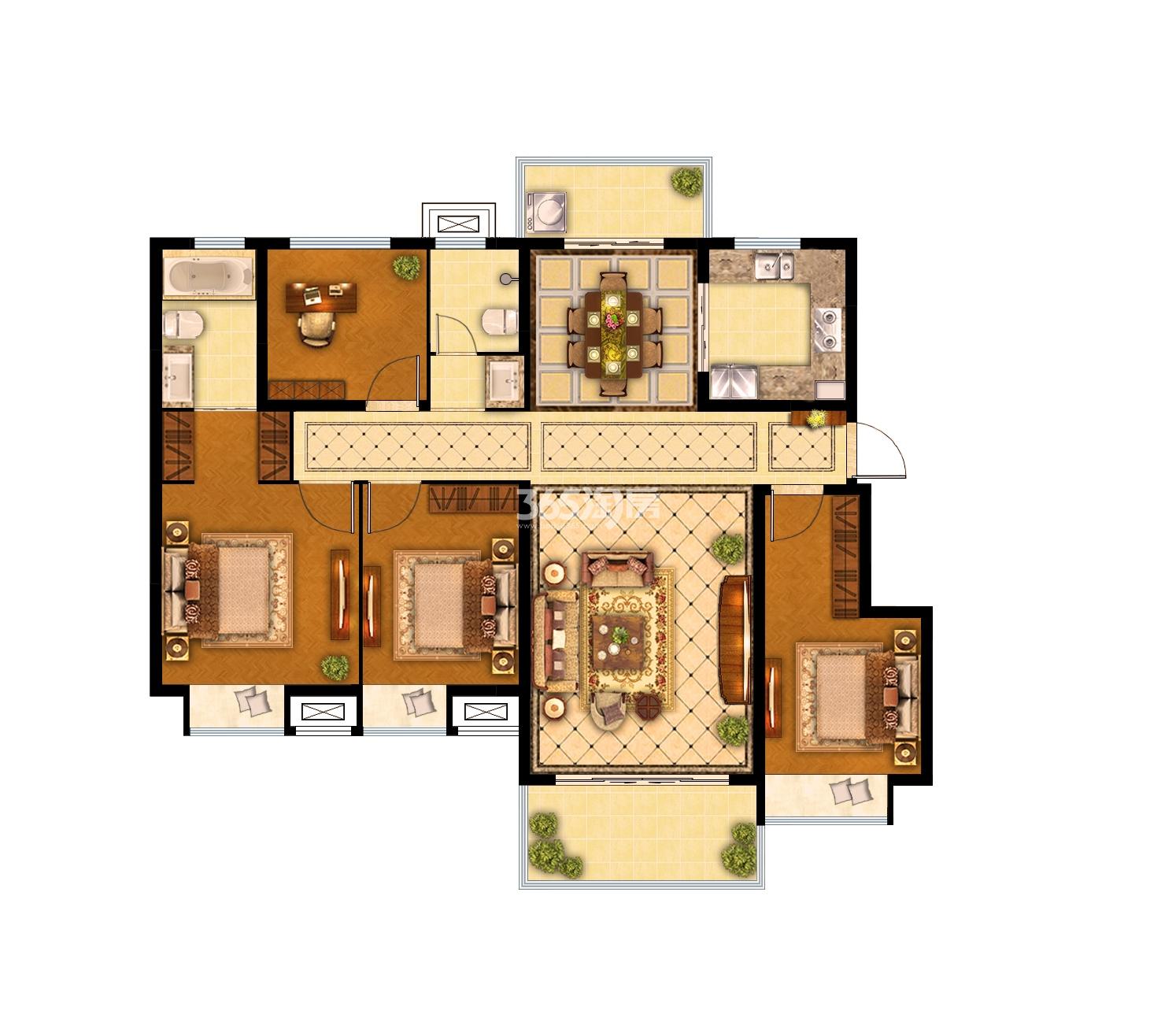 电建洺悦府135平米户型图